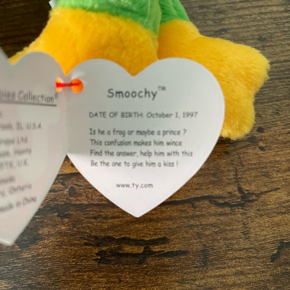Ty Beanie Baby * Smoochy the frog * Date of birth: Oct 1 1997 * - Picture 2 of 9